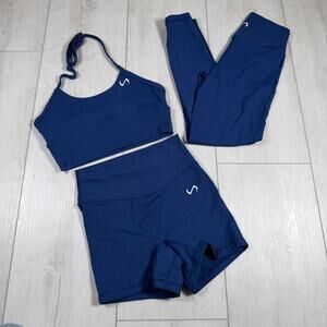 TLF Apparel Sports Set Women's Small Blue Shorts Leggings Adjustable Gym Workout